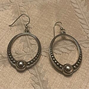 Brighton Pretty Tough Silver Beaded Oval Drop Earrings